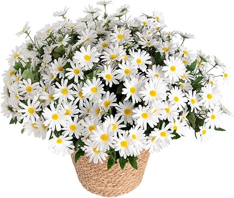 Dallisten 3 Bundles Artificial Flowers, White Faux Daisy Great Match for Fake Flowers Bouquet, We... | Amazon (US)