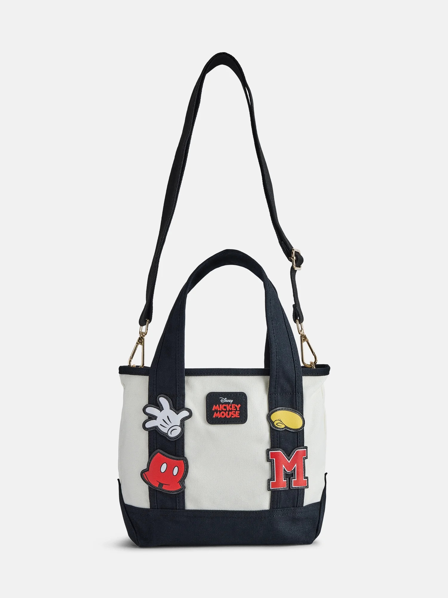 Disney Mickey Mouse Women's Patches Canvas Tote Bag, Black | Walmart (US)