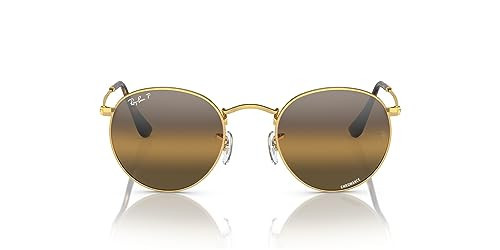 Ray-Ban RB3447 Round Metal Sunglasses, Gold/Clear Gradient Dark Brown Polarized, 53 mm | Amazon (US)