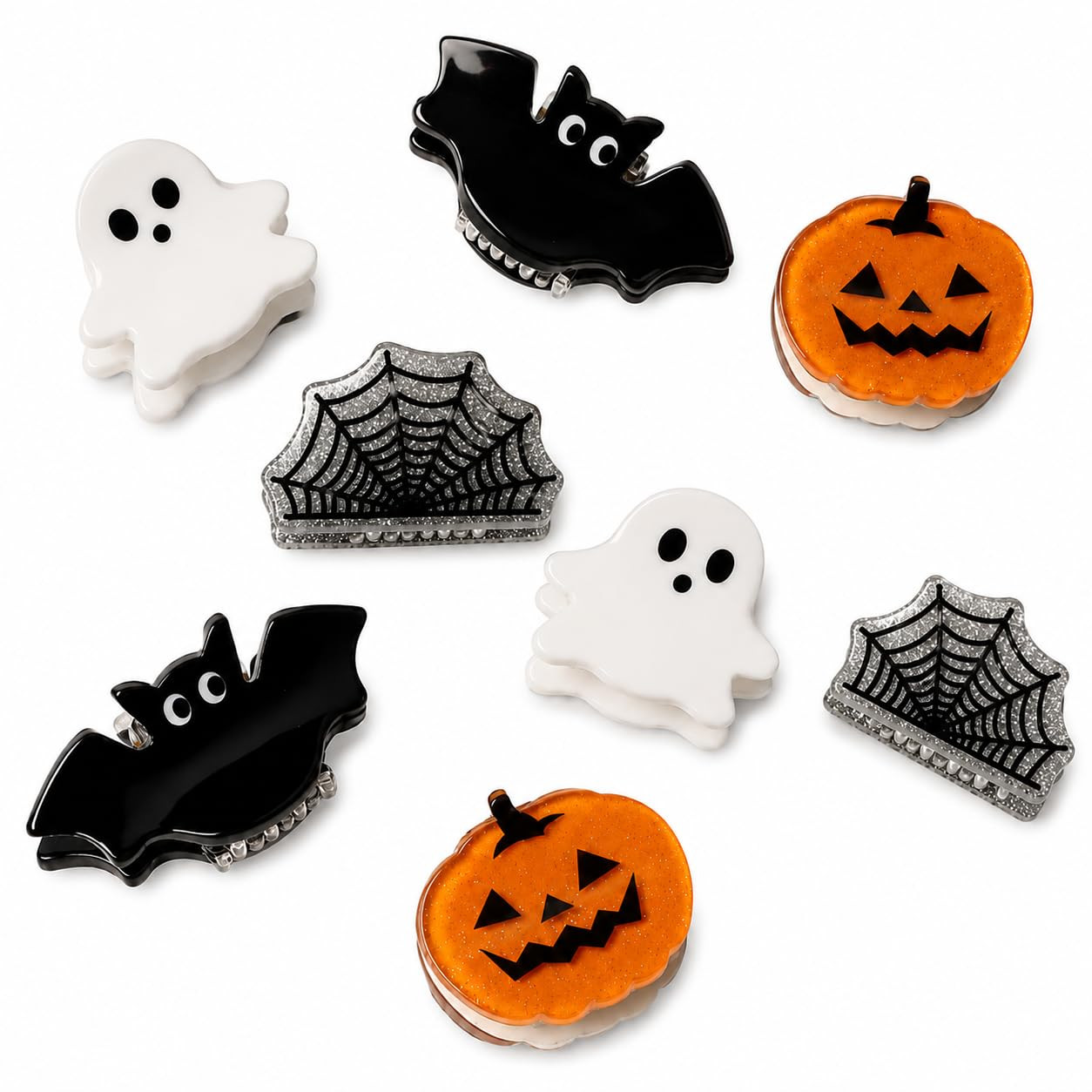8Pcs Mini Halloween Hair Claw Clips, Cute Pumpkin Ghost Bat Spider Web Halloween Hair Clips, Stylish Halloween Hair Accessories Decor for Women Girls Party Decoration | Amazon (US)