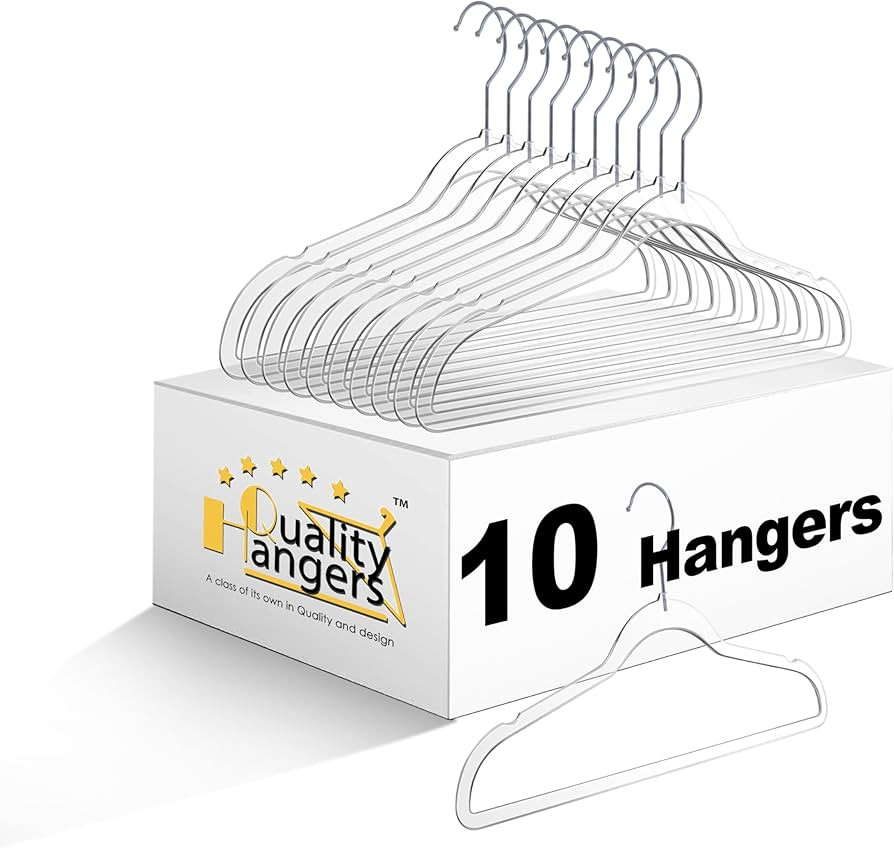Quality Hangers 14” Clear Plastic Kids Hangers 10-Pack | Durable & Stylish Acrylic Hangers for ... | Amazon (US)