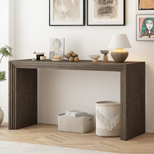 JUSTONE 59.2'' Console Table, Contemporary Desk,Console Table Made of Paulownia Solid Wood Veneer,Entryway,or Vanity Table for Hallway, Living Room,Office,Natural | Amazon (US)