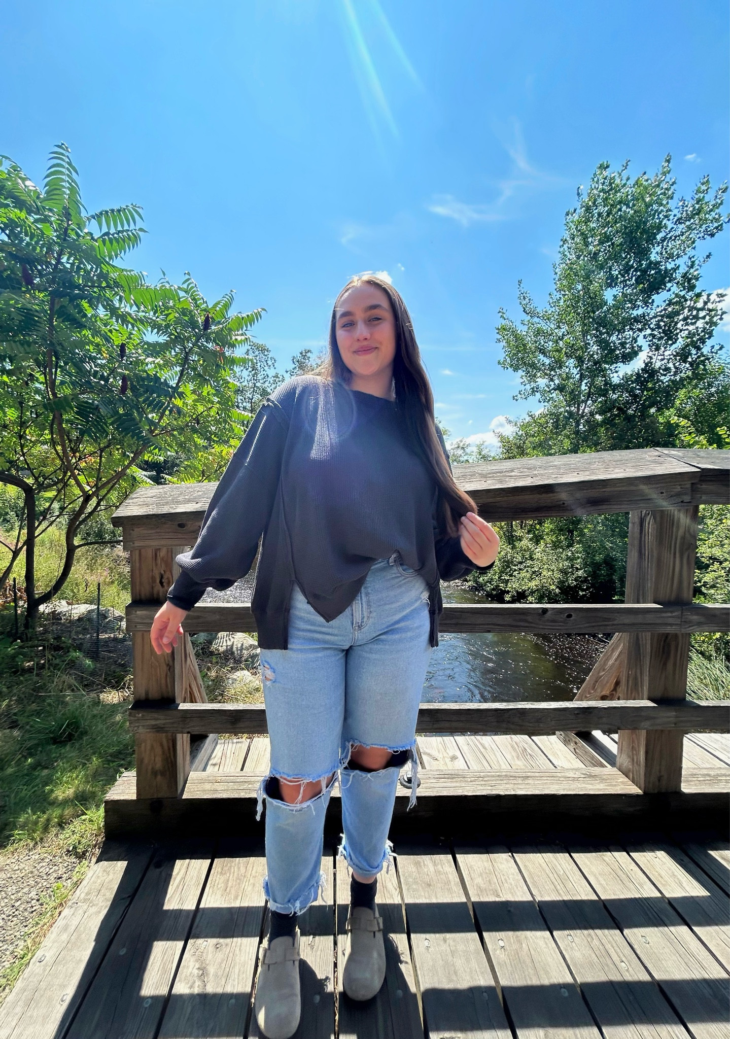fall outfit ideas!!! oversized sweatshirt and american eagle mom jeans !!! birkenstock boston outfits !! all items on sale right now!! 

#LTKSeasonal #LTKunder50 #LTKmidsize