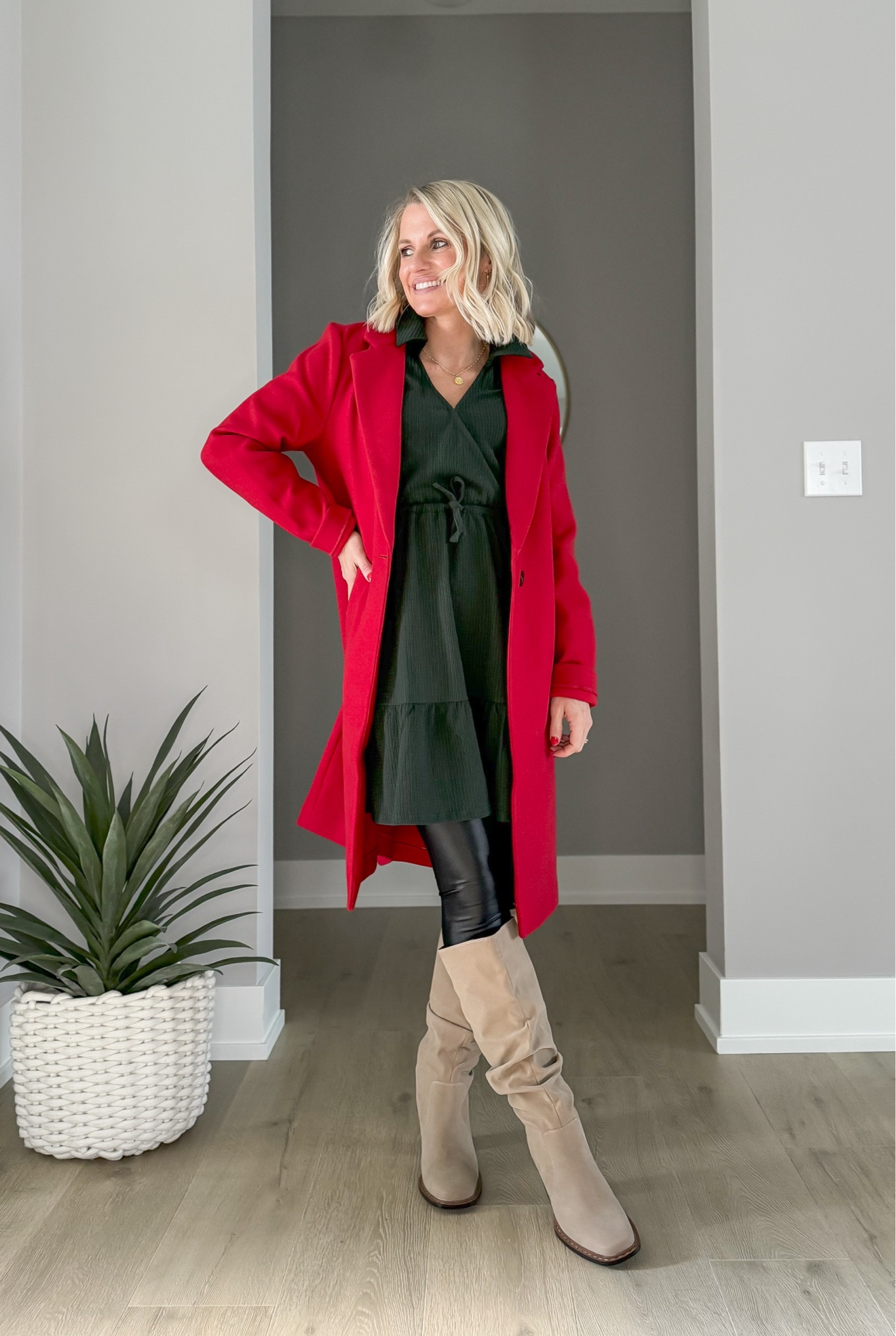 This red coat with the green dress is the perfect holiday look! Dress- xs || coat- xs

#LTKHoliday #LTKStyleTip #LTKFindsUnder50