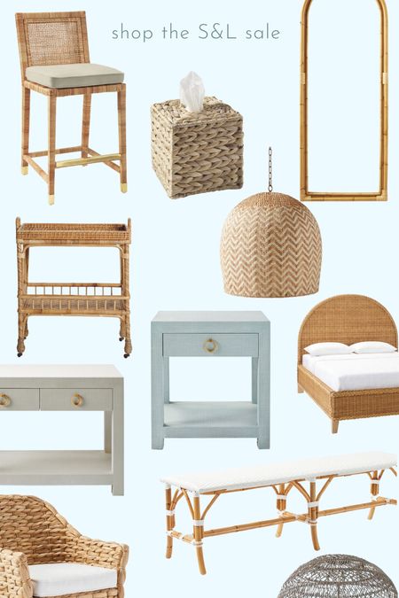 Shop the Serena & Lily sale, up to 40% off some of my favorite styles! I have the rattan bar cart, the balboa bar stools, the arched bamboo mirror, and my painted linen nightstand! 