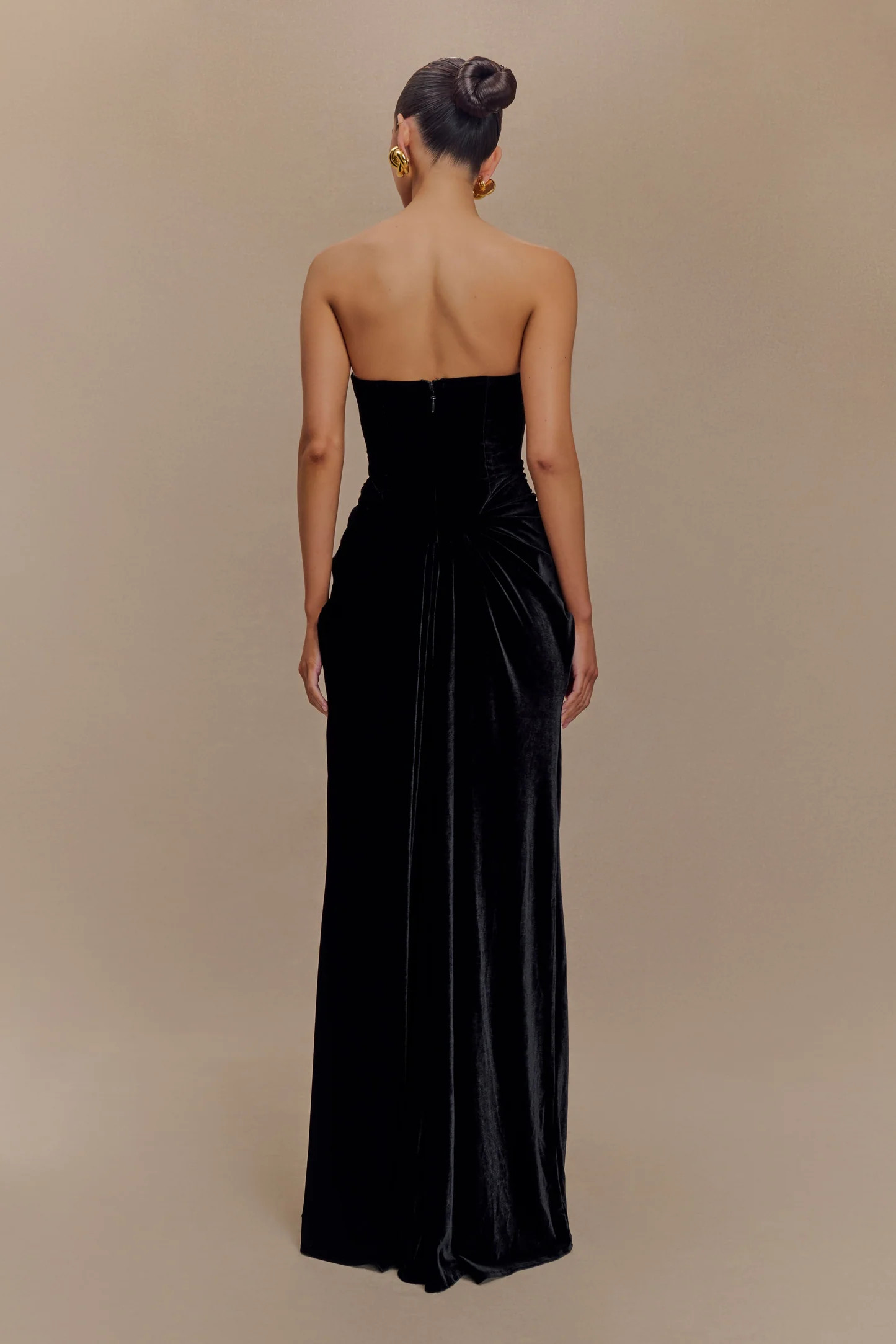Paige Strapless Velvet Maxi Dress - Black | Meshki (APAC)