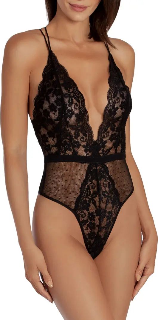 Plunge Neck Lace Thong Teddy | Nordstrom