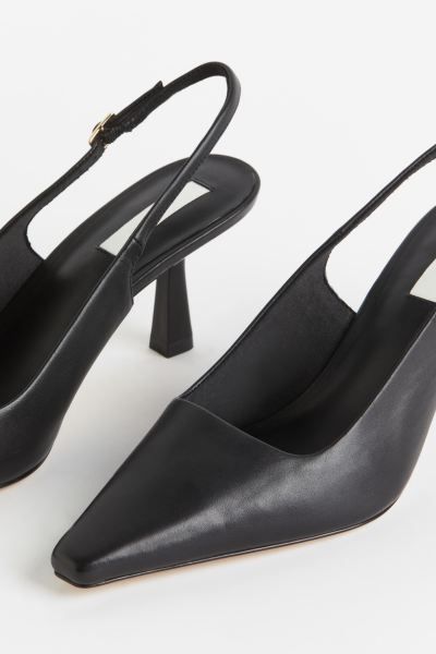 Leather slingbacks - Black - Ladies | H&M GB | H&M (UK, MY, IN, SG, PH, TW, HK)
