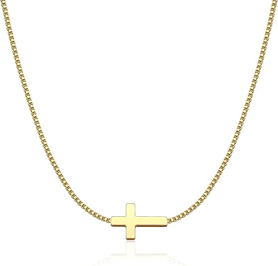 Cross Necklace for Women 14K Gold Silver Plated Dainty Small Cross Pendant Choker Simple Trendy C... | Amazon (US)