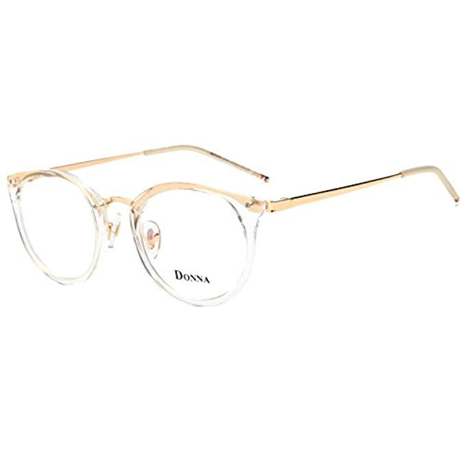 DONNA Stylish Clear Lens Frame Glasses Samll Circle Blue Light Blocking for Computer DN08 | Amazon (US)