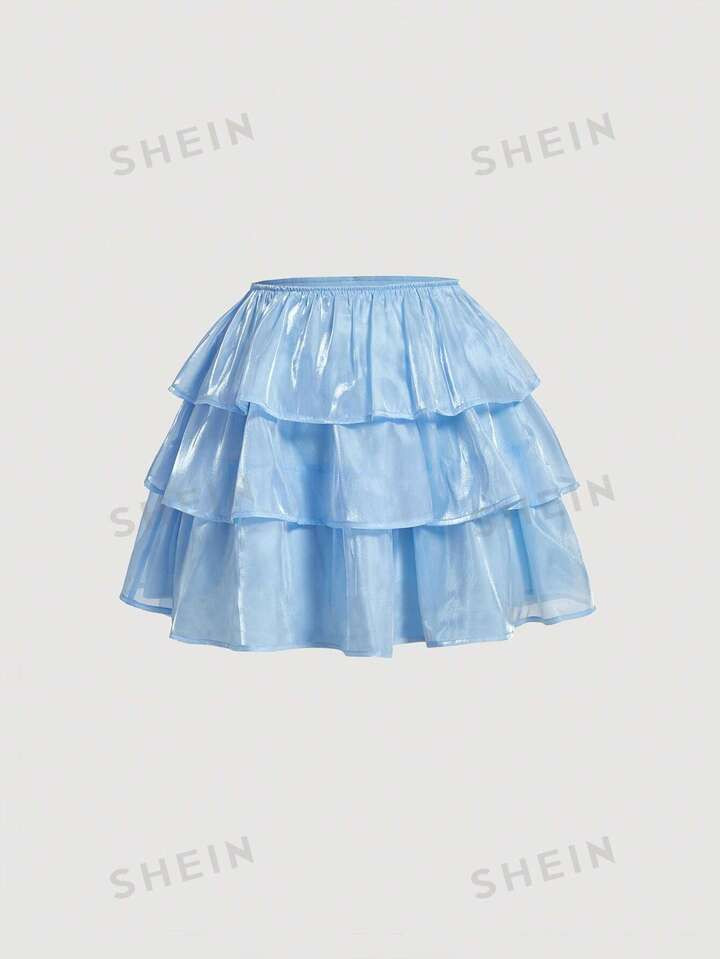 SHEIN MOD Layered Hem Mesh Skirt | SHEIN