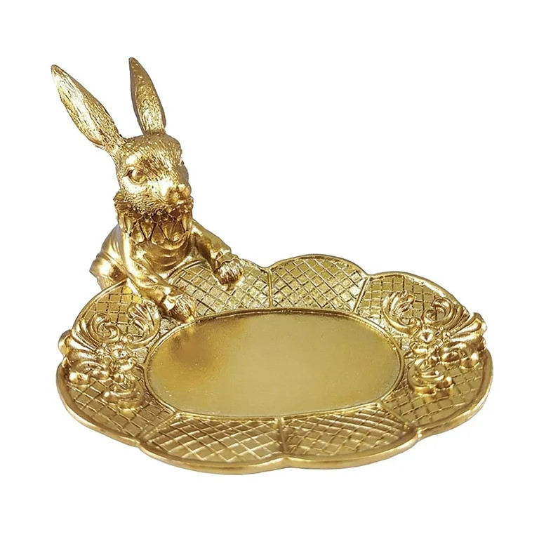 Tray Decoration Clearance! Jklop Golden Bunny Figurine Jewelry Ring Tray Decorative Easter Statue... | Walmart (US)