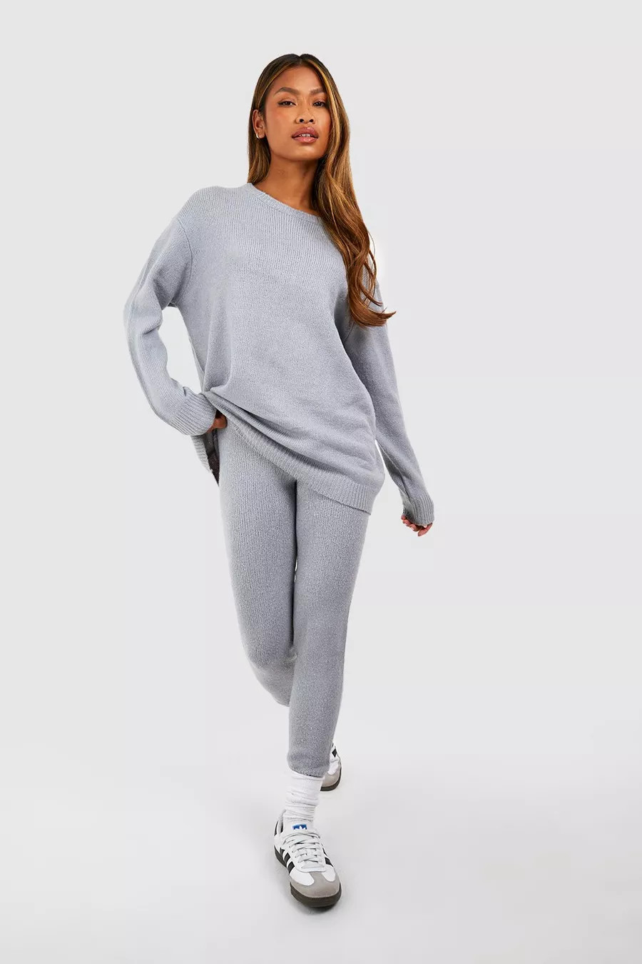 Soft Knit Crew Neck Sweater & Pants Two-Piece | boohoo (US & Canada)