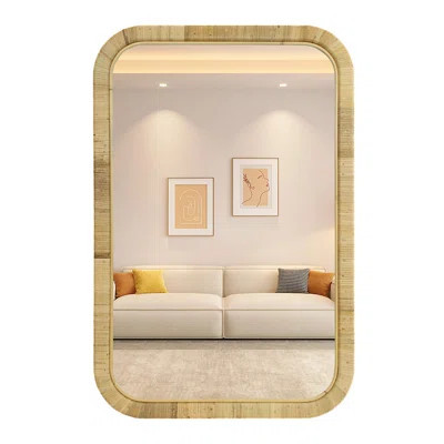 24"×36" Handmade Rattan Framed Wall Mirror, Rustic Farmhouse Style Decorative Mirror, Boho Chic Design, Ideal For The Living Room, Bedroom, Bathroom A | Wayfair North America