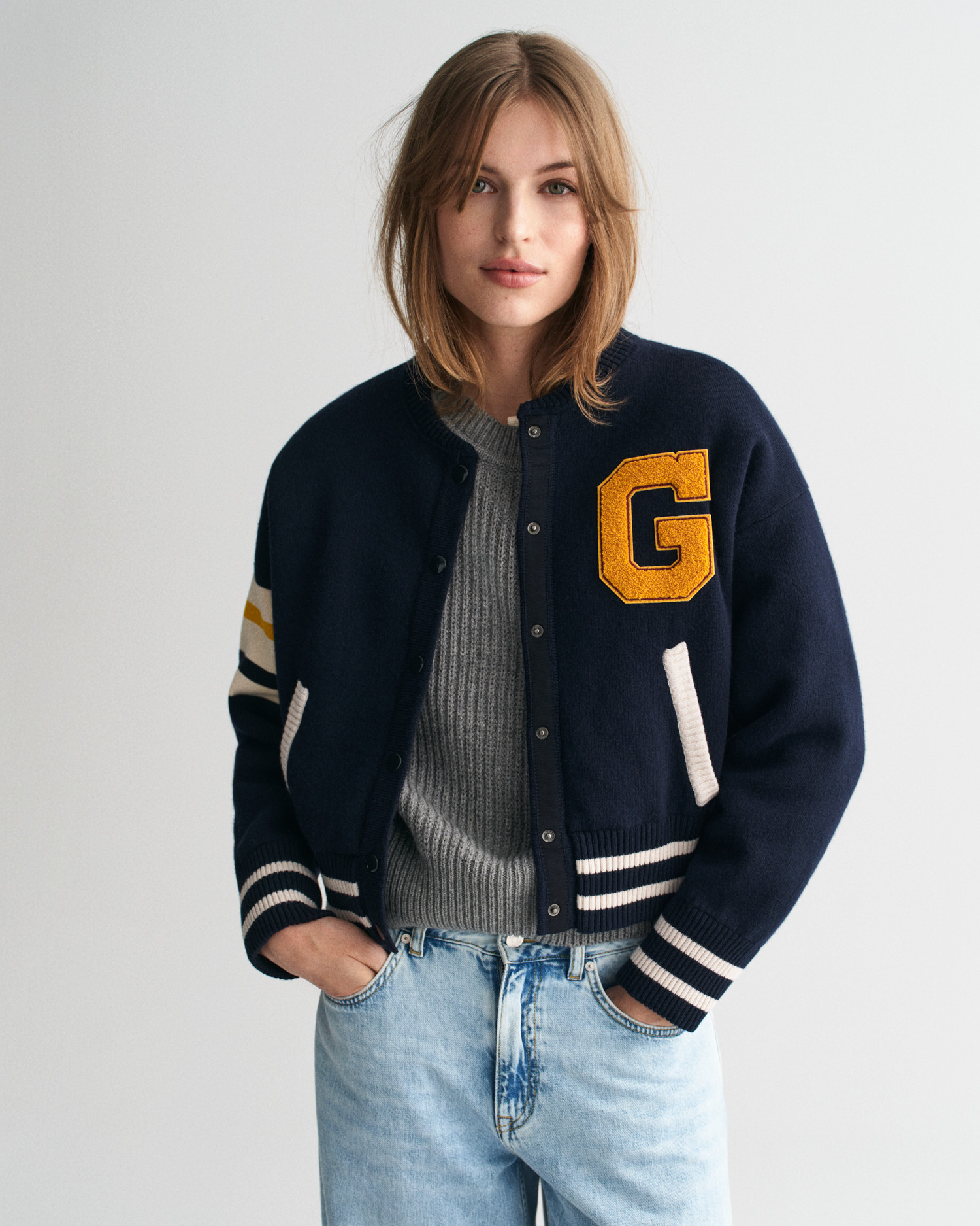 GANT Women Knitted Varsity Jacket (L) | Gant