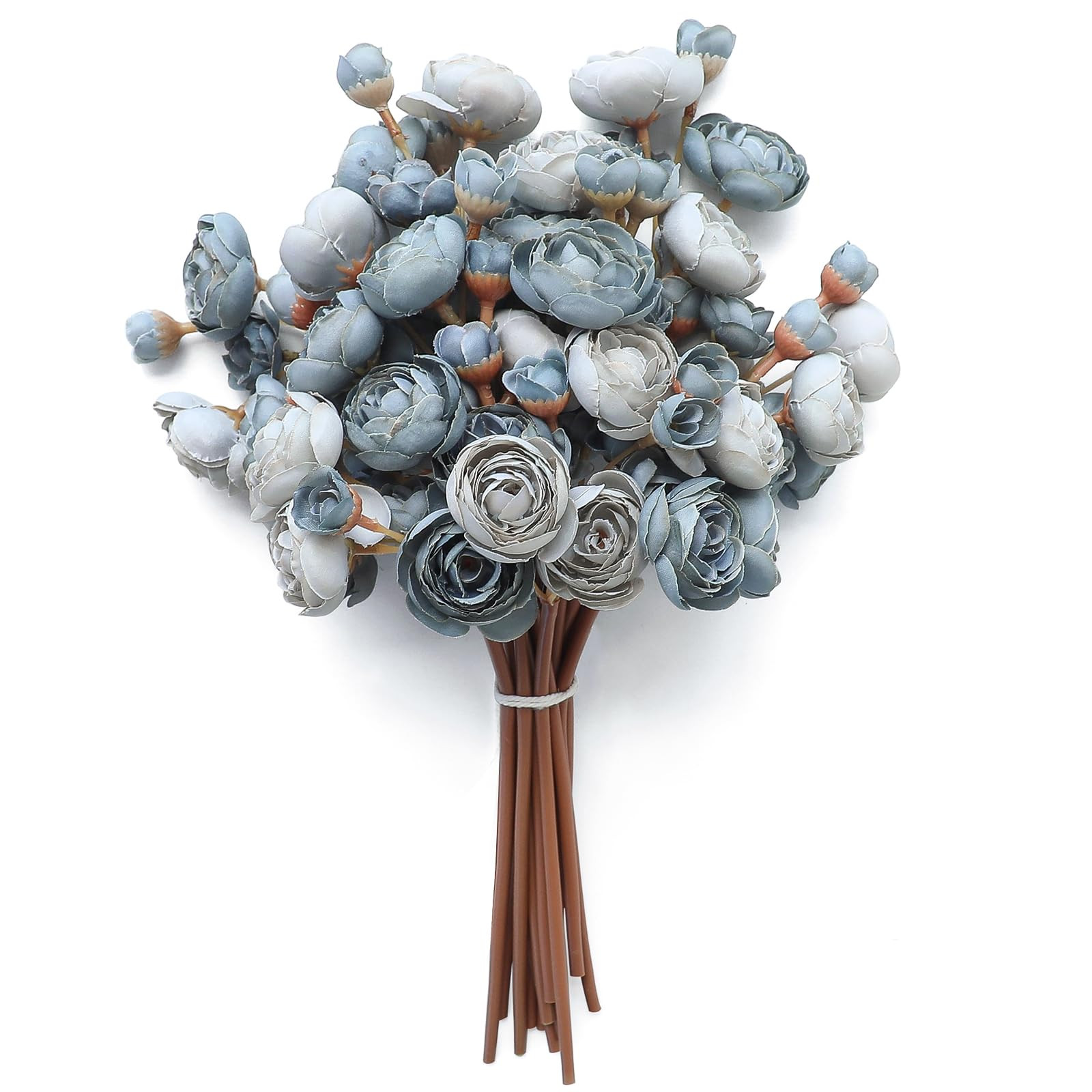 Floroom Ranunculus Artificial Flowers 18 Pcs Dusty Blue Faux Silk Mini Ranunculus Bulk Fake Weddi... | Amazon (US)