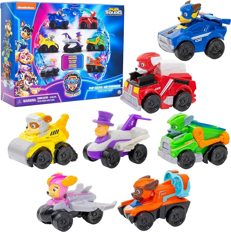 Paw Patrol: The Mighty Movie Toy Vehicle Set- 7 New Cars & Trucks w Exclusive Mayor Humdinger Act... | Amazon (US)