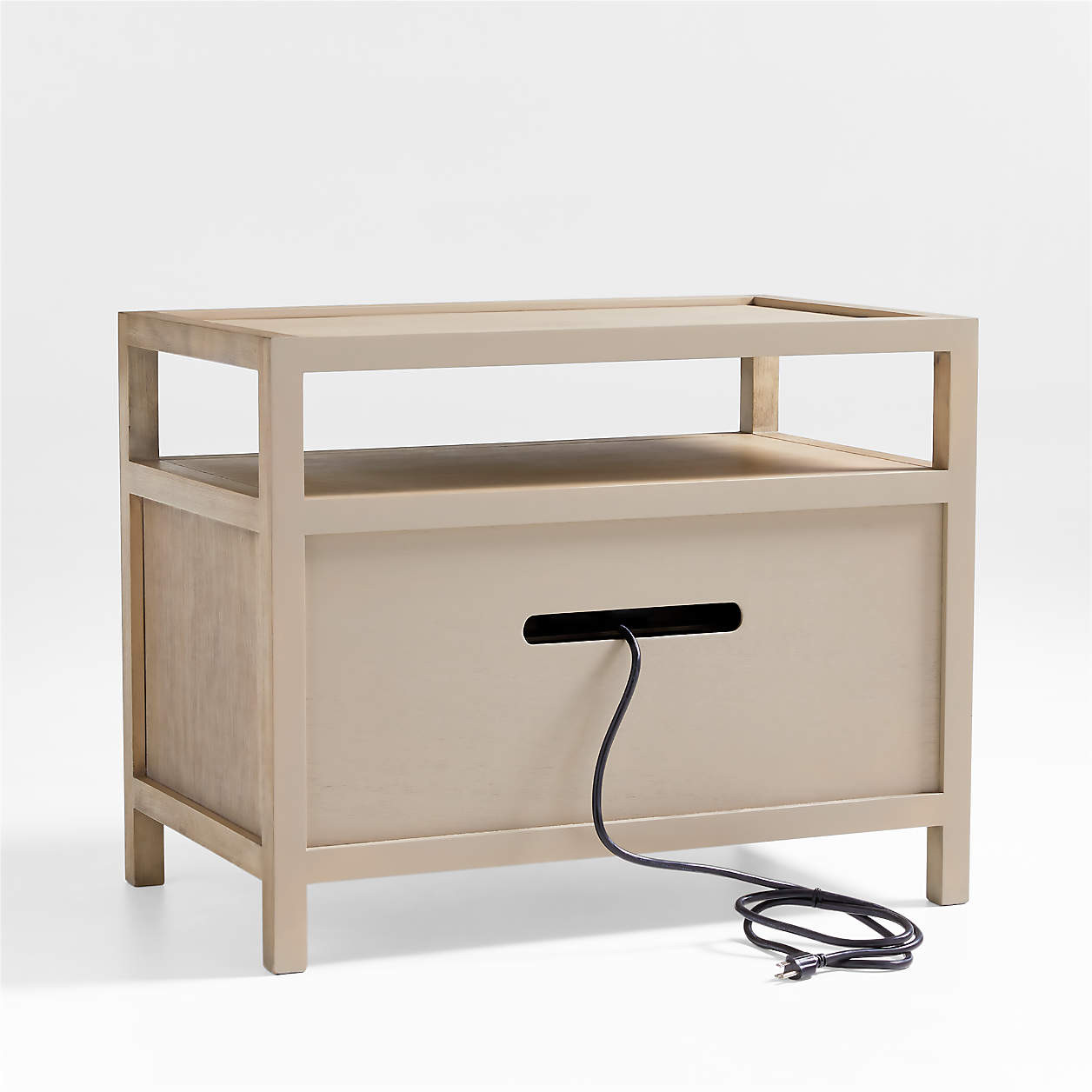 Keane 32" Weathered Natural Solid Wood Charging Nightstand + Reviews | Crate & Barrel | Crate & Barrel