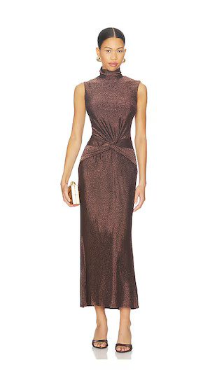 Riana Dress in Brown Metallic | Revolve Clothing (Global)