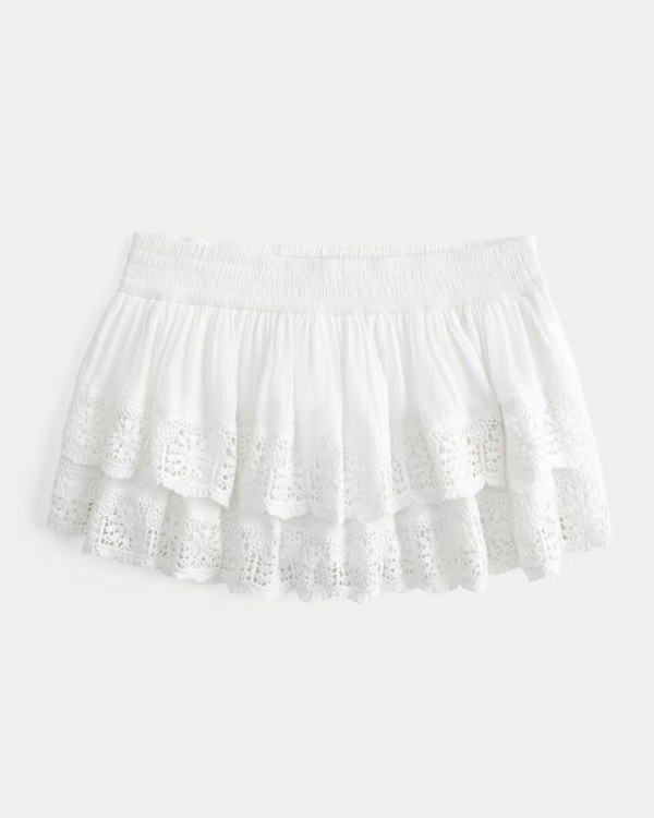 Low-Rise Tiered Lace Mini Skort | Hollister (UK)