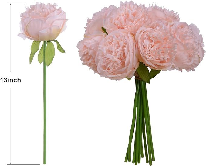 Lvydec Vintage Peony Artificial Flowers - 2 Pack Silk Flowers Bouquet 10 Heads Peony Fake Flowers... | Amazon (US)