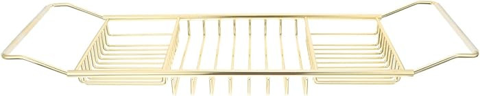 Telescopic Gold Bathtub Caddy Adjustable Anti-Slip Storage Rack for Bathtub Holds Books Wine Glas... | Amazon (US)