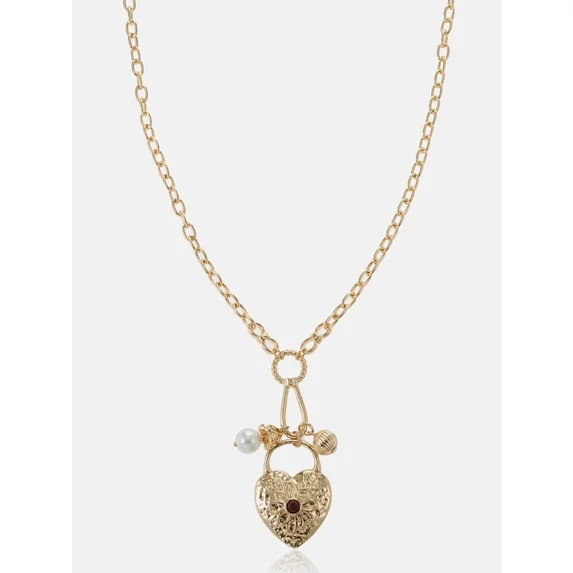 Scenario Heart Locket Charm Necklace, Gold-Tone | Walmart (US)