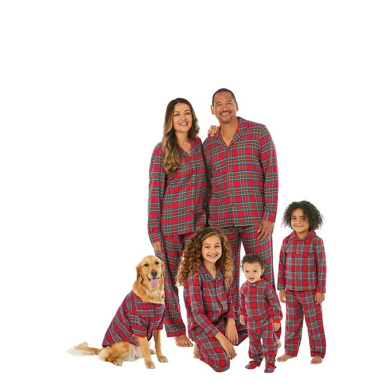 Holiday Time Matching Family Men's Red Flannel Pajama Set, 2-Piece | Walmart (US)
