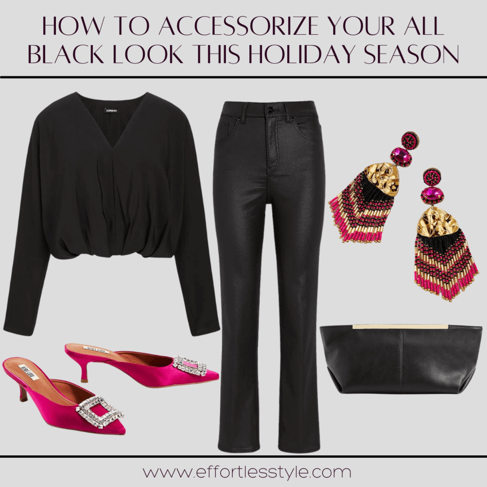 Another great example of how to add fun pops of color to an all black look for tonight!

And if you are looking for a great black clutch- we love this one and it’s on sale!!

#LTKstyletip #LTKshoecrush #LTKsalealert