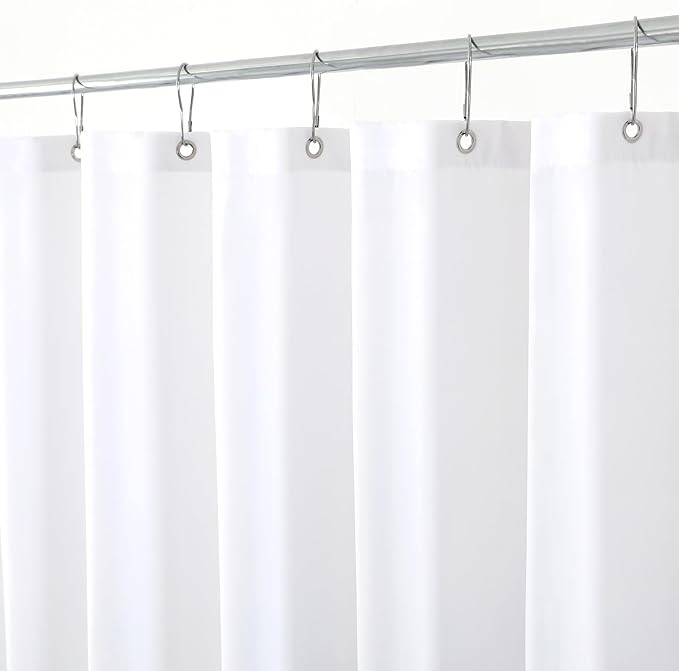 Extra Long Fabric Shower Curtain Liners 72 Inch Width by 84 Inch Length, White Water Resistant Ba... | Amazon (US)