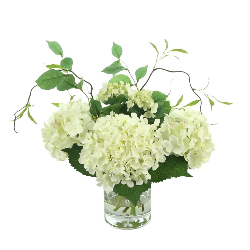 Faux Hydrangea with Vines in Vase | Wayfair North America