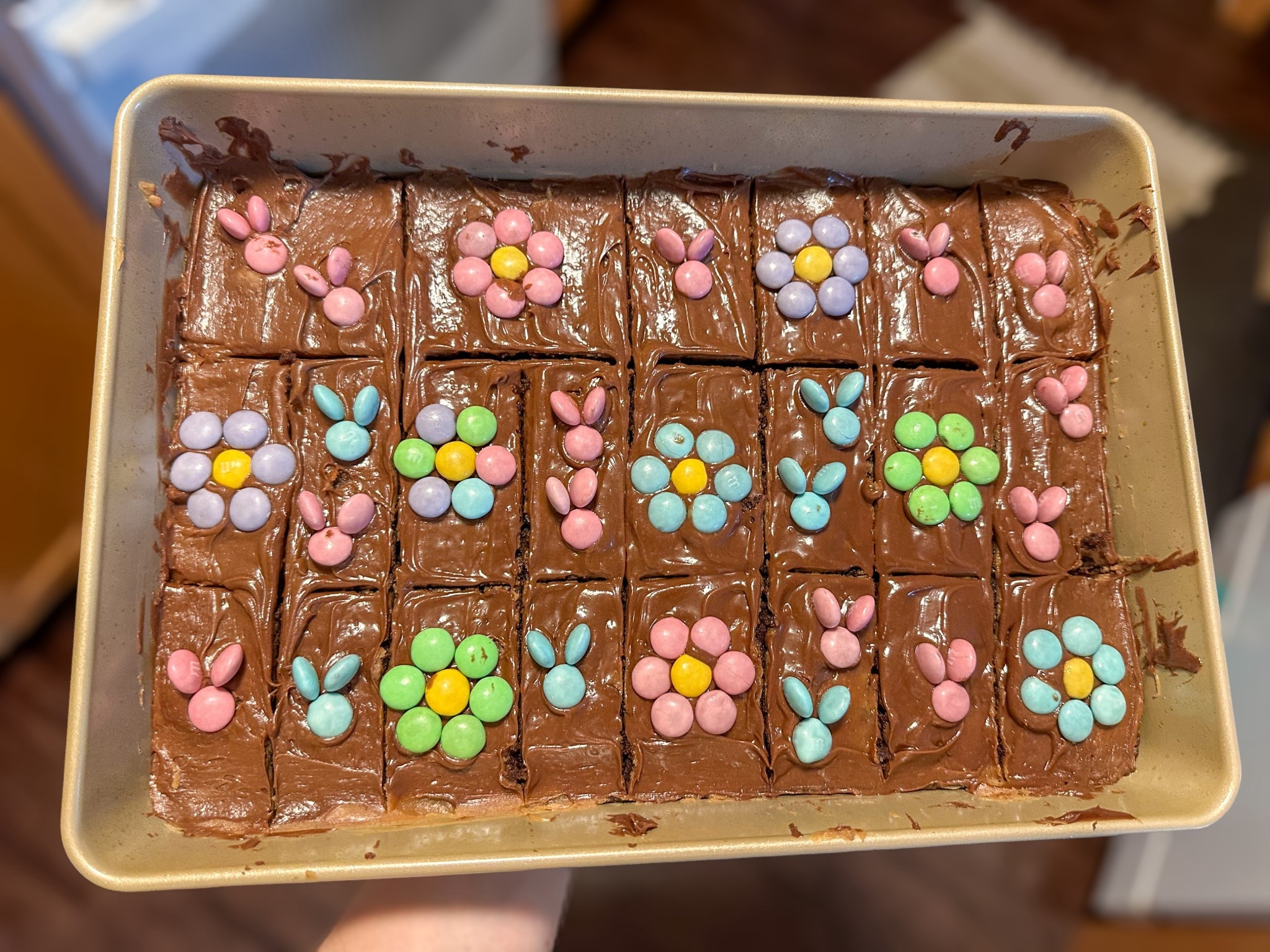 Happy Easter! Yesterdays craft with Ezra was making our Easter brownies. 

I made the boxed brownies as instructed and measured the toppings with the heart.

To make:
- Mix brownie mix and put in pan of choice. (We chose a bigger one to get more brownies!)
- mix peanut butter, and cream cheese in a bowl. Add butter until soft enough to spread 
- once brownies are cooled spread the peanut butter mix on top, then add your chocolate frosting!
- create your topping design.
- refrigerate until you serve!



#LTKfoodie #LTKmomlife #LTKHome