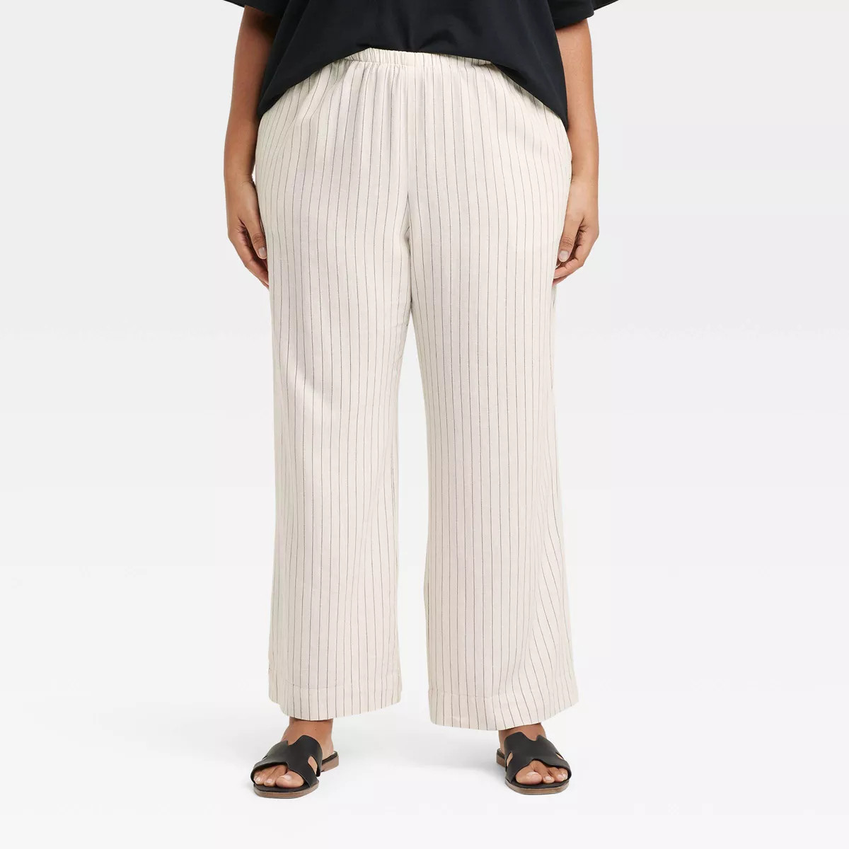 Women's Mid-Rise Wide Leg Linen Pull-On Pants - A New Day™ | Target