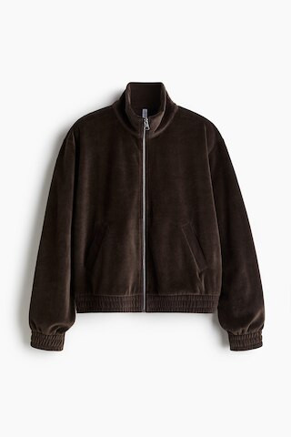 H & M - Velour Jacket with Zipper - Brown | H&M (US + CA)