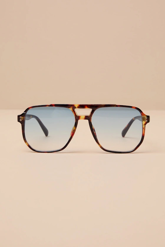 Reece Brown Tortoise Aviator Blue Light Glasses | Lulus