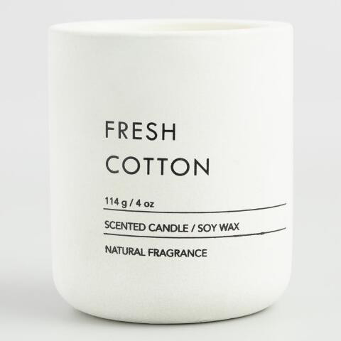 White Fresh Cotton Cement Filled Jar Candle | World Market