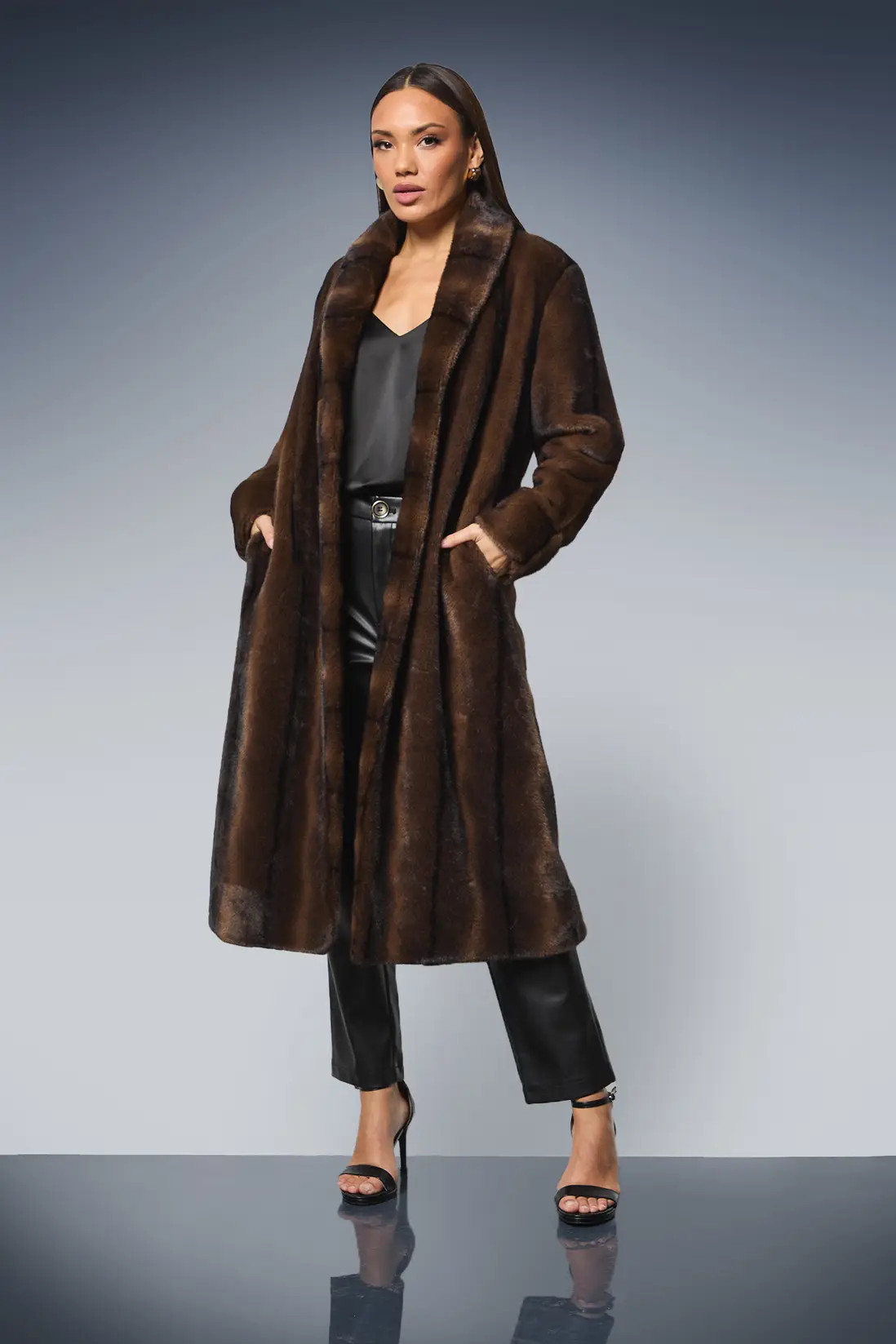 Jackets & Coats | Faux Fur Long Coat | Principles | Debenhams UK