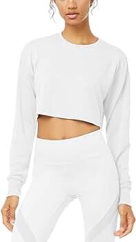 Long Sleeve Crop Top Cropped Sweatshirt for Women with Thumb Hole | Amazon (US)