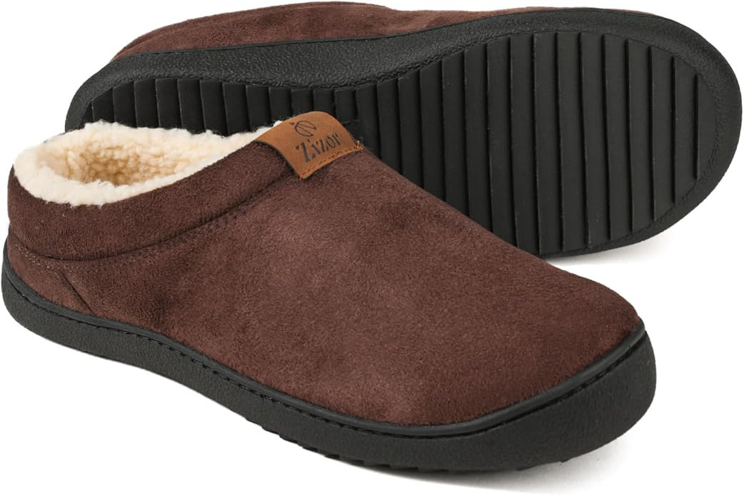 Zizor Men's Warm Memory Foam Slippers, Suede Slip On Fleece Lined House Shoes, Non-Slip Rubber So... | Amazon (US)
