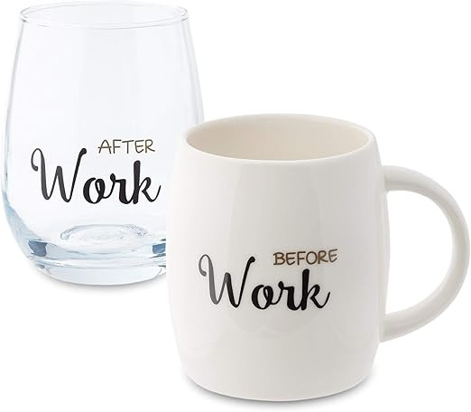 Coffee Mug Wine Gift Set, White Cup and Stemless Wine Glass Set for Coworker Best Friend Teacher ... | Amazon (US)