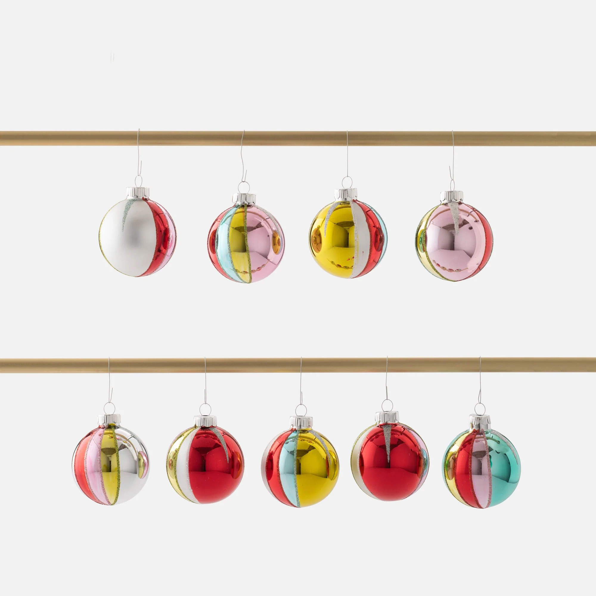 Shiny Brite Festive Fete Ornament, Set of 9 | Schoolhouse