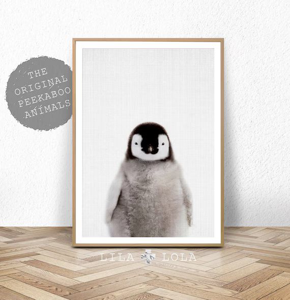 Nursery Animal Wall Art Print, Baby Penguin, Printable Digital Download, Emperor Penguin Chick, Larg | Etsy (US)