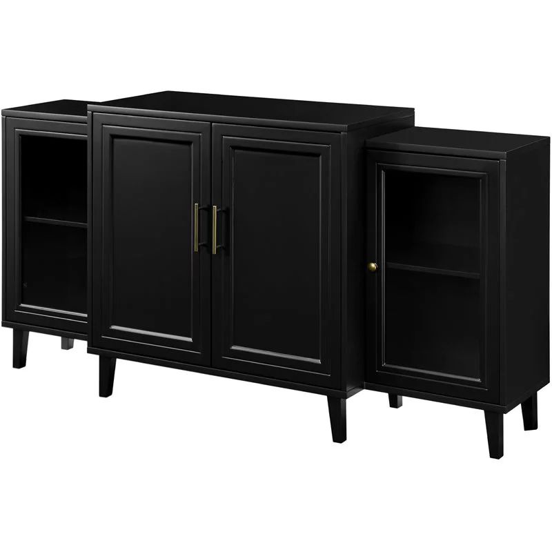 Laurel 62" 4 Door Tiered Modern Sideboard in Black - Walmart.com | Walmart (US)