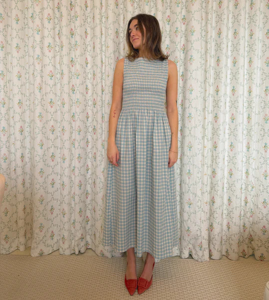 The Cosima Nap Dress - Blue/Red Gingham | Hill House Home US