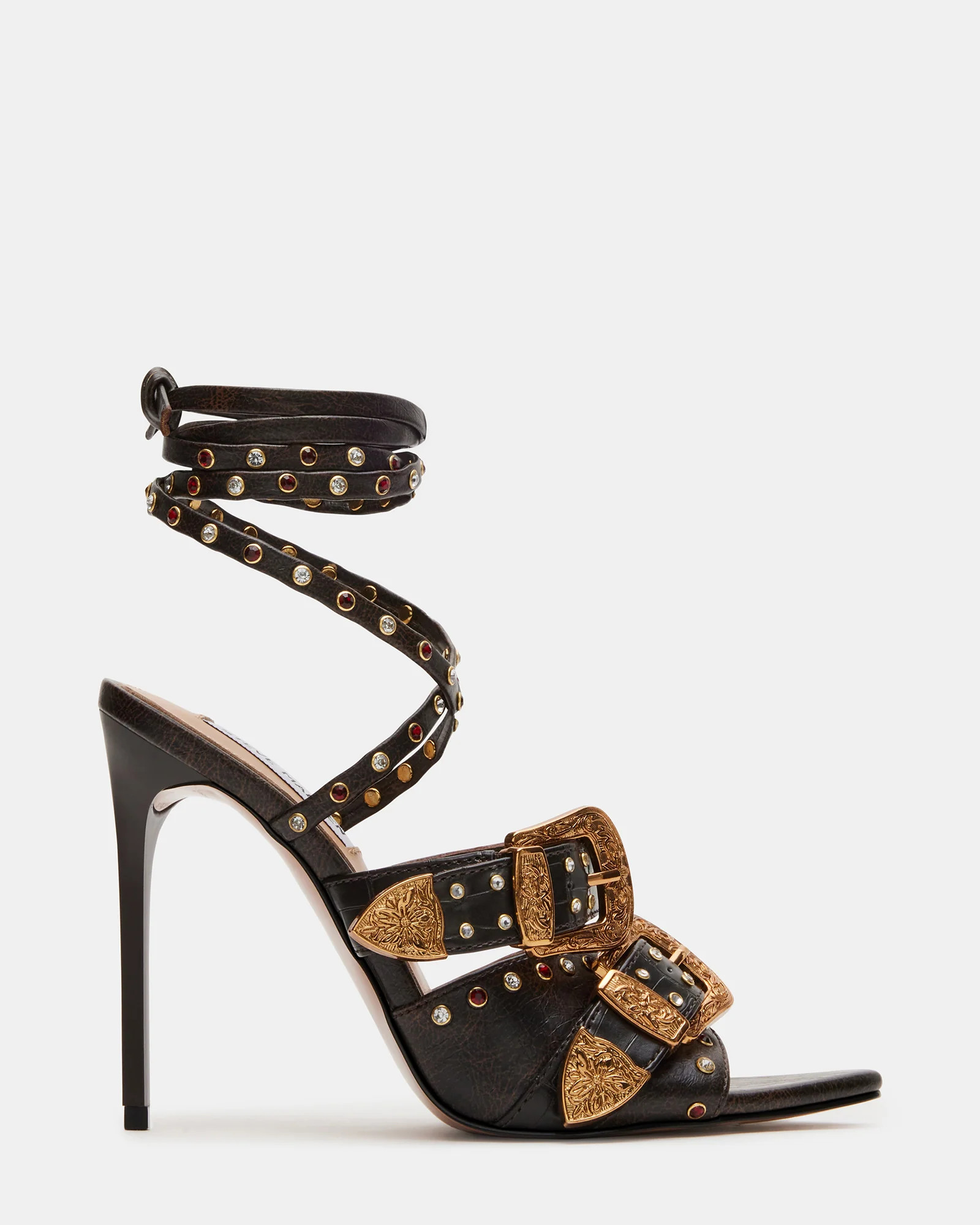 SADDLE Brown Multi Lace-Up Stiletto Heel | Women's Heels | Steve Madden (US)