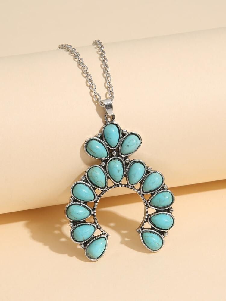 Turquoise Decor Necklace | SHEIN