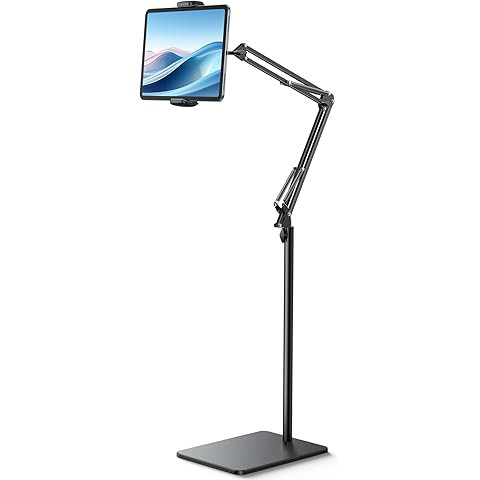 BluuSuuk Tablet Floor Stand with Double Weight Base, Overhead Bed Phone Mount Height Adjustable A... | Amazon (US)