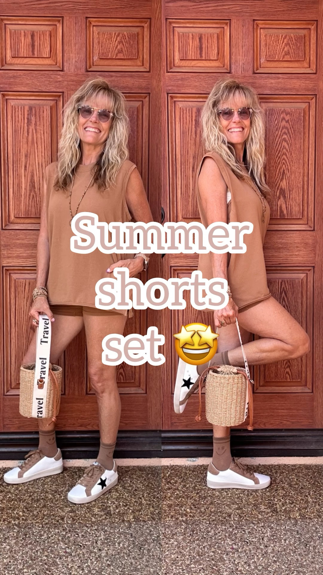 This Free People sporty shorts set is perfect for Summer ☀️ All the reasons I love this set: the oversized tank top, WITH pockets, and a zipper pocket on the back, the shorts are high waisted, with a nice thick waistband (with ribbed detail on the waistband), and the set is made out of a soft lightweight fabric!  I would wear it for the gym, travel, or everyday! Wearing an XS. It comes in other fun colors. I’m wearing my v-neck cropped ribbed tank top underneath. Wearing size M-L (I sized up a size for a looser fit). These are the cutest sneakers with the star detail on the side. Wearing my true size 9. Check out my cute smiley face socks 😊. My cute straw bag, and my fun jewelry!

LTK style tips • LTK fashion • LTK sale alert • LTK fit • LTK over 60 • micro influencer • style influencer • wfh wardrobe • affordable fashion • sales & splurges • fashion addict • summer 2024 • summertime fashion • ways to style •outfit ideas • outfit inspiration • everyday outfit • ootd • casual outfit • casual style • daily looks •over 60 • over 60 fashion • over 60 style • ageless style • fun fashion • comfy style • glamma • instafashion • Summer fashion • Summer style • Summer outfit • vacation outfit • travel outfit • fun summer fashion • wear what you love • sporty shorts set• Free People • Free People shorts set • workout outfit • cropped tank • sneakers • crossbody bag • fun jewelry

#LTKFindsUnder100 #LTKSeasonal #LTKOver40