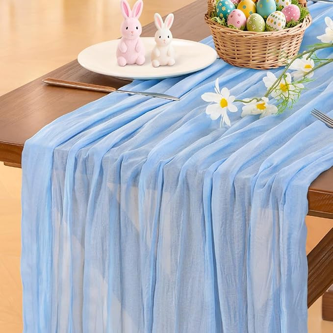 Socomi Blue Cheesecloth Table Runner Summer Light Blue Boho Rustic Gauze 120 inch 10FT Cheese Clo... | Amazon (US)