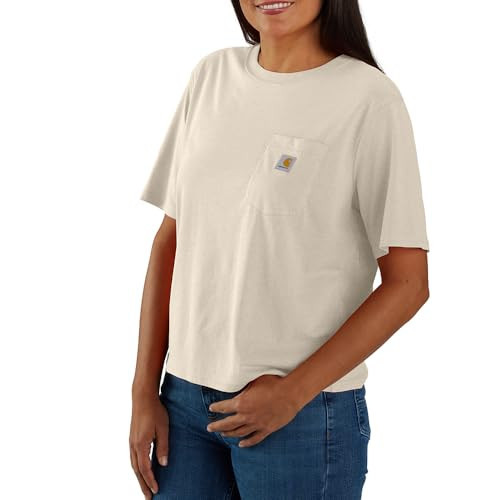 Carhartt Women's Tencel Fiber Series Loose Fit Short-Sleeve Pocket T-Shirt (Also Available in Plus Sizes), Oat Milk Heather | Amazon (US)